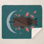 キツネ飛んでいるティール（緑がかった色）シェルパブランケット（3サイズ） シェルパブランケット (正面(横))