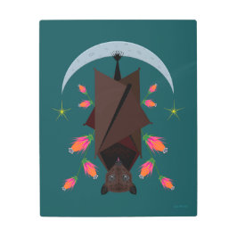 キツネ飛んでいるティール（緑がかった色）16x20金属プリント メタルプリント