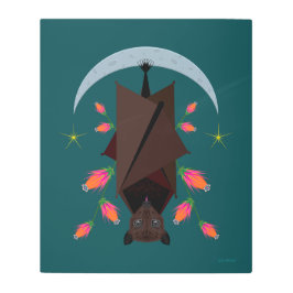 キツネ飛んでいるティール（緑がかった色）20x24金属プリント メタルプリント