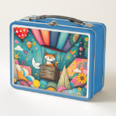 キツネ飛んでいるファンタジー メタルランチボックス (正面)
