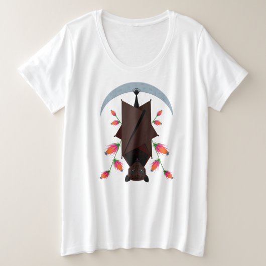 キツネ飛んでいるプラスサイズ女子Tシャツ プラスサイズTシャツ (デザイン正面)