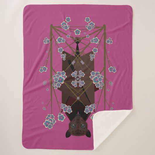 キツネ飛んでいるボイセンベリーシェルパブランケット（3サイズ） シェルパブランケット (正面)