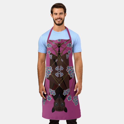 キツネ飛んでいるボイセンベリーラージエプロン エプロン (着用した状態)