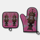 キツネ飛んでいるボイセンベリー 鍋つかみ&鍋敷きセット (正面)