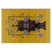 キツネ飛んでいるマスタードガラスのカッティングボード11.5x8 カッティングボード (正面)