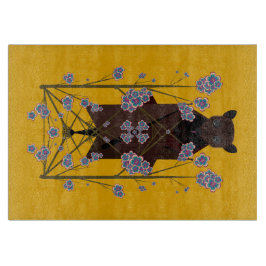 キツネ飛んでいるマスタードガラスのカッティングボード11.5x8 カッティングボード