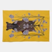 キツネ飛んでいるマスタードキッチンタオル キッチンタオル (横)