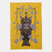 キツネ飛んでいるマスタードキッチンタオル キッチンタオル (縦)