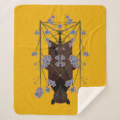 キツネ飛んでいるマスタードシェルパブランケット（3サイズ） シェルパブランケット (正面)