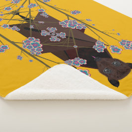 キツネ飛んでいるマスタードシェルパブランケット（3サイズ） シェルパブランケット