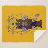 キツネ飛んでいるマスタードシェルパブランケット（3サイズ） シェルパブランケット (正面(横))