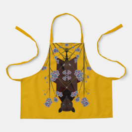 キツネ飛んでいるマスタードスモールエプロン エプロン