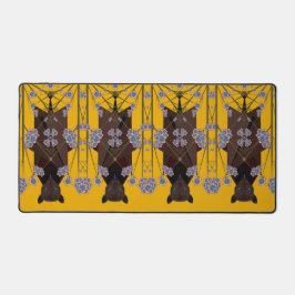 キツネ飛んでいるマスタードデスクマット デスクマット