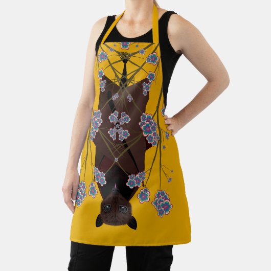キツネ飛んでいるマスタードミディアムエプロン エプロン (インサイチュ)