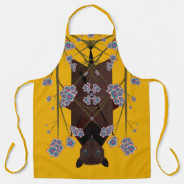 キツネ飛んでいるマスタードラージエプロン エプロン