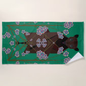 キツネ飛んでいる玉ビーチタオル ビーチタオル (正面)