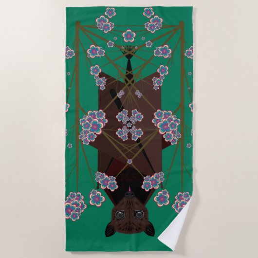 キツネ飛んでいる玉ビーチタオル ビーチタオル (正面)