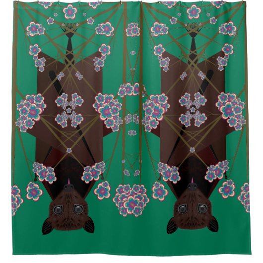 キツネ飛んでいる玉 シャワーカーテン (正面)