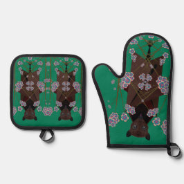 キツネ飛んでいる玉 鍋つかみ&鍋敷きセット