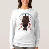 キツネ飛んでいる長袖シャツ Tシャツ (正面)