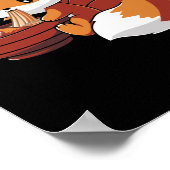 キツネ食べラーメン麺好きキツネテーマ ポスター (角)