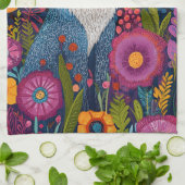 キツネ鮮やかドットアートアミッドラッシュフローラ キッチンタオル (折り畳み)