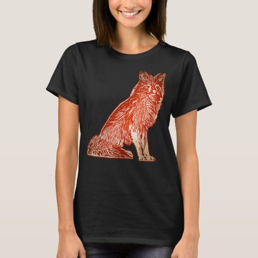 キツネ5と赤いキツネの森の動物の野生捕食動物 Tシャツ (正面)
