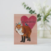 キツネ&インディゴバードバレンタインハガキ シーズンポストカード (スタンド正面)