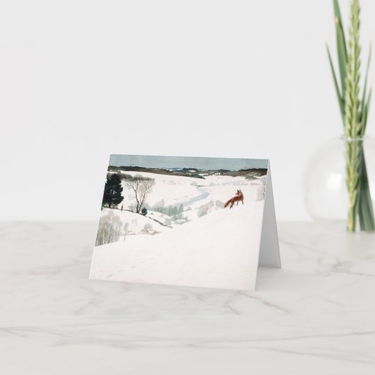 キツネ·イン·ザ·スノー1935年Newell Convers Wyeth著 サンキューカード (正面)