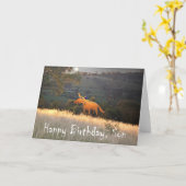 キツネ・イン・ムーンライト、ハッピーバースデー・ソン、ユーモア。 カード (黄色い花)