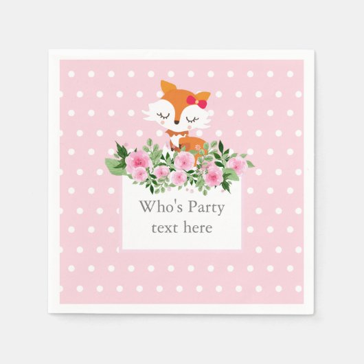 キツネ、ウッドランド、かわいい スタンダードカクテルナプキン (正面)