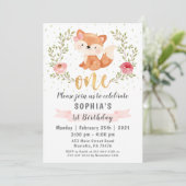 キツネ・ウッドランド・ワイルド・ワン・バースデー・パーティーの招待 招待状 (スタンド正面)