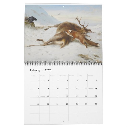 キツネ カレンダー (2月 2026)