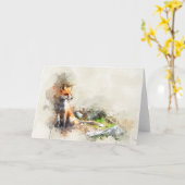 キツネ カード (黄色い花)