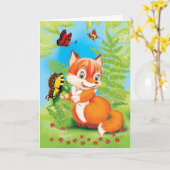 キツネ カード (黄色い花)