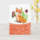 キツネ カード (黄色い花)
