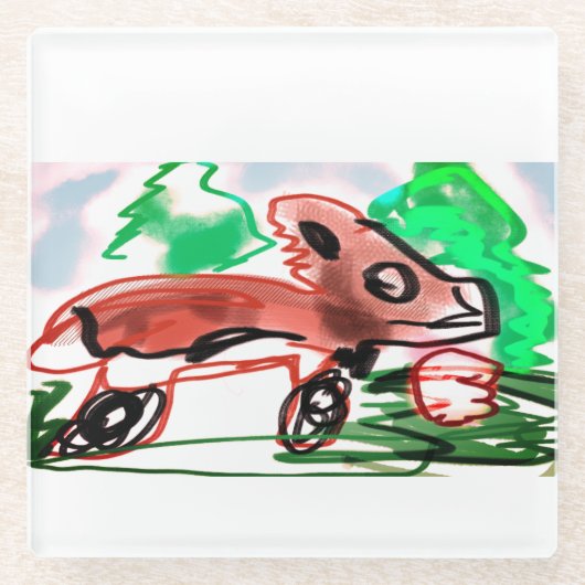 キツネ ガラスコースター (正面)