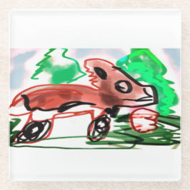 キツネ ガラスコースター