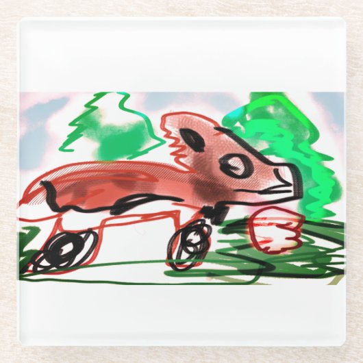 キツネ ガラスコースター (正面)