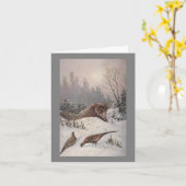 キツネ&キジ～消音冬日～ノートカード カード (黄色い花)