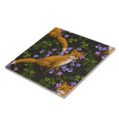 キツネ、キョウとツタ、緑、オレンジ、ビオール タイル (側面)