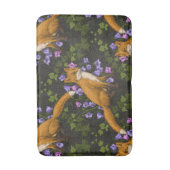 キツネ、キョウとツタ、緑、オレンジ、ビオール バスマット (正面縦)