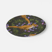 キツネ、キョウとツタ、緑、オレンジ、ビオール ペーパープレート (アングル)