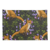 キツネ、キョウとツタ、緑、オレンジ、ビオール 枕カバー (裏面-右)