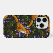 キツネ、キョウとツタ、緑、オレンジ、ビオール iPhoneケース (裏面横)