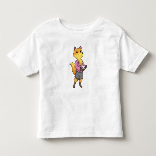 キツネ（コーヒーカップ付） トドラーTシャツ (正面)