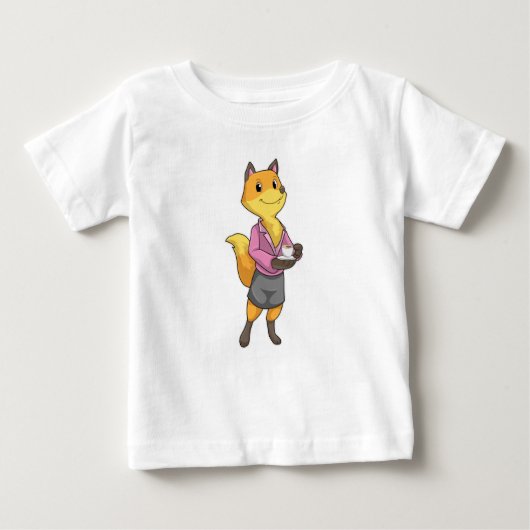 キツネ（コーヒーカップ付） ベビーTシャツ (正面)
