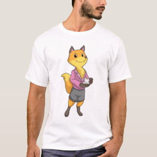 キツネ(コーヒーカップ付) Tシャツ