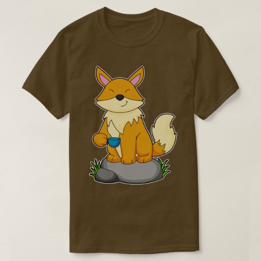 キツネ(コーヒーカップ1) Tシャツ (デザイン正面)