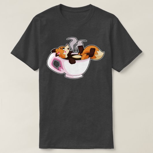 キツネ(コーヒーカップ) Tシャツ (デザイン正面)